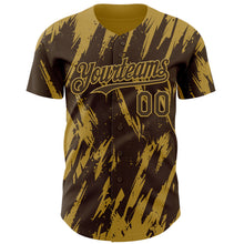 Загрузить изображение в средство просмотра галереи, Custom Brown Old Gold 3D Pattern Design Splatter Torn Sharp Brush Stroke Authentic Baseball Jersey
