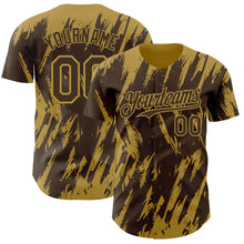 Загрузить изображение в средство просмотра галереи, Custom Brown Old Gold 3D Pattern Design Splatter Torn Sharp Brush Stroke Authentic Baseball Jersey
