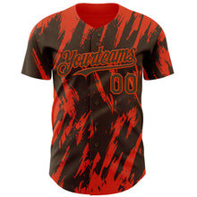 Charger l'image dans la galerie, Custom Brown Orange 3D Pattern Design Splatter Torn Sharp Brush Stroke Authentic Baseball Jersey
