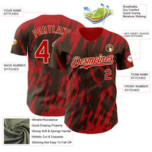 Загрузить изображение в средство просмотра галереи, Custom Brown Red-White 3D Pattern Design Splatter Torn Sharp Brush Stroke Authentic Baseball Jersey
