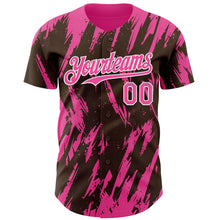 Charger l'image dans la galerie, Custom Brown Pink-White 3D Pattern Design Splatter Torn Sharp Brush Stroke Authentic Baseball Jersey
