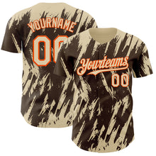 Charger l'image dans la galerie, Custom Brown Cream-Orange 3D Pattern Design Splatter Torn Sharp Brush Stroke Authentic Baseball Jersey
