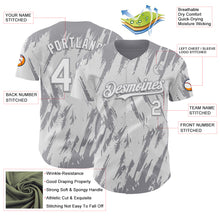 Load image into Gallery viewer, Custom White Gray 3D Pattern Design Splatter Torn Sharp Brush Stroke Authentic Baseball Jersey
