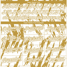 Load image into Gallery viewer, Custom White Old Gold 3D Pattern Design Splatter Torn Sharp Brush Stroke Authentic Baseball Jersey
