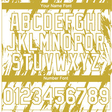 Load image into Gallery viewer, Custom White Old Gold 3D Pattern Design Splatter Torn Sharp Brush Stroke Authentic Baseball Jersey
