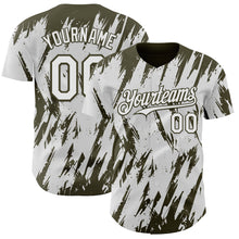 Load image into Gallery viewer, Custom White Olive 3D Pattern Design Splatter Torn Sharp Brush Stroke Authentic Baseball Jersey
