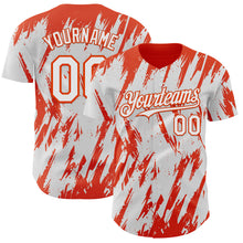 Load image into Gallery viewer, Custom White Orange 3D Pattern Design Splatter Torn Sharp Brush Stroke Authentic Baseball Jersey
