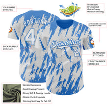 Load image into Gallery viewer, Custom White Powder Blue 3D Pattern Design Splatter Torn Sharp Brush Stroke Authentic Baseball Jersey
