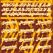 Load image into Gallery viewer, Custom Burgundy White-Gold 3D Pattern Design Splatter Torn Sharp Brush Stroke Authentic Baseball Jersey
