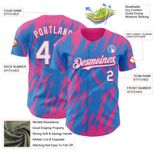 Charger l'image dans la galerie, Custom Powder Blue White-Pink 3D Pattern Design Splatter Torn Sharp Brush Stroke Authentic Baseball Jersey
