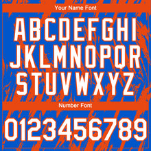 Charger l'image dans la galerie, Custom Thunder Blue White-Orange 3D Pattern Design Splatter Torn Sharp Brush Stroke Authentic Baseball Jersey
