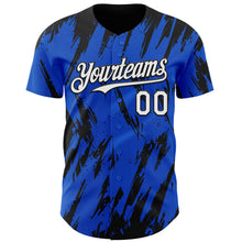 Laden Sie das Bild in den Galerie-Viewer, Custom Thunder Blue White-Black 3D Pattern Design Splatter Torn Sharp Brush Stroke Authentic Baseball Jersey
