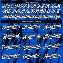 Laden Sie das Bild in den Galerie-Viewer, Custom Thunder Blue White-Black 3D Pattern Design Splatter Torn Sharp Brush Stroke Authentic Baseball Jersey
