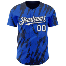 Charger l'image dans la galerie, Custom Thunder Blue White-Navy 3D Pattern Design Splatter Torn Sharp Brush Stroke Authentic Baseball Jersey

