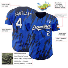 Charger l'image dans la galerie, Custom Thunder Blue White-Navy 3D Pattern Design Splatter Torn Sharp Brush Stroke Authentic Baseball Jersey

