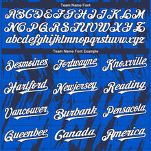 Charger l'image dans la galerie, Custom Thunder Blue White-Navy 3D Pattern Design Splatter Torn Sharp Brush Stroke Authentic Baseball Jersey
