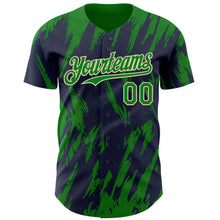 Laden Sie das Bild in den Galerie-Viewer, Custom Navy Kelly Green-Cream 3D Pattern Design Splatter Torn Sharp Brush Stroke Authentic Baseball Jersey

