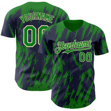 Laden Sie das Bild in den Galerie-Viewer, Custom Navy Kelly Green-Cream 3D Pattern Design Splatter Torn Sharp Brush Stroke Authentic Baseball Jersey

