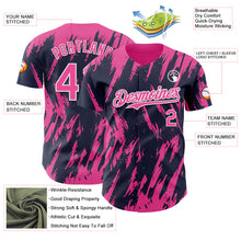 Charger l'image dans la galerie, Custom Navy Pink-White 3D Pattern Design Splatter Torn Sharp Brush Stroke Authentic Baseball Jersey
