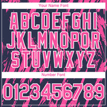 Charger l'image dans la galerie, Custom Navy Pink-White 3D Pattern Design Splatter Torn Sharp Brush Stroke Authentic Baseball Jersey
