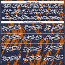 Загрузить изображение в средство просмотра галереи, Custom Navy White-Bay Orange 3D Pattern Design Splatter Torn Sharp Brush Stroke Authentic Baseball Jersey
