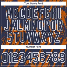 Загрузить изображение в средство просмотра галереи, Custom Navy White-Bay Orange 3D Pattern Design Splatter Torn Sharp Brush Stroke Authentic Baseball Jersey
