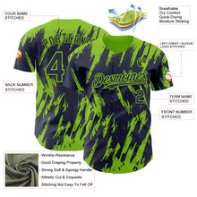 Charger l'image dans la galerie, Custom Navy Neon Green 3D Pattern Design Splatter Torn Sharp Brush Stroke Authentic Baseball Jersey
