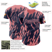 Charger l'image dans la galerie, Custom Navy Medium Pink 3D Pattern Design Splatter Torn Sharp Brush Stroke Authentic Baseball Jersey
