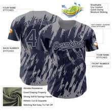 Загрузить изображение в средство просмотра галереи, Custom Navy Gray 3D Pattern Design Splatter Torn Sharp Brush Stroke Authentic Baseball Jersey
