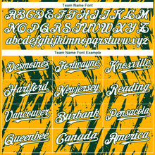 Charger l'image dans la galerie, Custom Gold White-Green 3D Pattern Design Splatter Torn Sharp Brush Stroke Authentic Baseball Jersey
