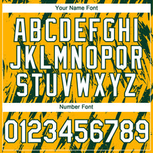 Charger l'image dans la galerie, Custom Gold White-Green 3D Pattern Design Splatter Torn Sharp Brush Stroke Authentic Baseball Jersey
