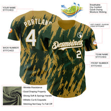Charger l'image dans la galerie, Custom Green White-Old Gold 3D Pattern Design Splatter Torn Sharp Brush Stroke Authentic Baseball Jersey
