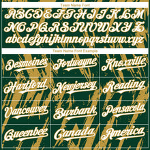 Charger l'image dans la galerie, Custom Green White-Old Gold 3D Pattern Design Splatter Torn Sharp Brush Stroke Authentic Baseball Jersey
