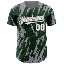Load image into Gallery viewer, Custom Green White-Gray 3D Pattern Design Splatter Torn Sharp Brush Stroke Authentic Baseball Jersey
