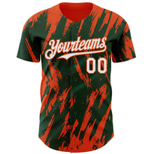 Load image into Gallery viewer, Custom Green White-Orange 3D Pattern Design Splatter Torn Sharp Brush Stroke Authentic Baseball Jersey
