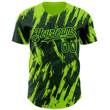 Laden Sie das Bild in den Galerie-Viewer, Custom Green Neon Green 3D Pattern Design Splatter Torn Sharp Brush Stroke Authentic Baseball Jersey
