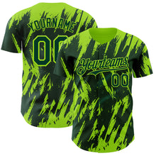 Laden Sie das Bild in den Galerie-Viewer, Custom Green Neon Green 3D Pattern Design Splatter Torn Sharp Brush Stroke Authentic Baseball Jersey
