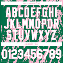 Charger l'image dans la galerie, Custom Kelly Green White-Light Pink 3D Pattern Design Splatter Torn Sharp Brush Stroke Authentic Baseball Jersey

