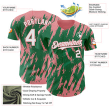 Charger l'image dans la galerie, Custom Kelly Green White-Medium Pink 3D Pattern Design Splatter Torn Sharp Brush Stroke Authentic Baseball Jersey
