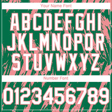 Charger l'image dans la galerie, Custom Kelly Green White-Medium Pink 3D Pattern Design Splatter Torn Sharp Brush Stroke Authentic Baseball Jersey
