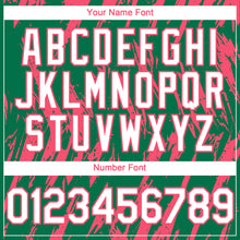 Charger l'image dans la galerie, Custom Kelly Green White-Neon Pink 3D Pattern Design Splatter Torn Sharp Brush Stroke Authentic Baseball Jersey
