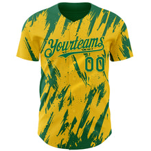 Load image into Gallery viewer, Custom Yellow Kelly Green-White 3D Pattern Design Splatter Torn Sharp Brush Stroke Authentic Baseball Jersey
