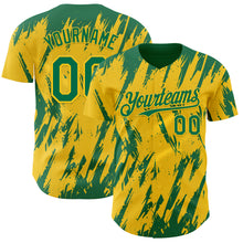 Load image into Gallery viewer, Custom Yellow Kelly Green-White 3D Pattern Design Splatter Torn Sharp Brush Stroke Authentic Baseball Jersey
