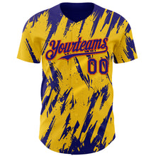 Charger l'image dans la galerie, Custom Yellow Dark Purple-Orange 3D Pattern Design Splatter Torn Sharp Brush Stroke Authentic Baseball Jersey
