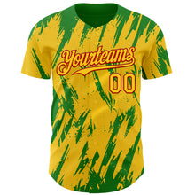 Load image into Gallery viewer, Custom Yellow Red-Grass Green 3D Pattern Design Splatter Torn Sharp Brush Stroke Authentic Baseball Jersey

