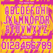 Laden Sie das Bild in den Galerie-Viewer, Custom Yellow Deep Pink-White 3D Pattern Design Splatter Torn Sharp Brush Stroke Authentic Baseball Jersey
