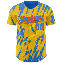 Laden Sie das Bild in den Galerie-Viewer, Custom Yellow Powder Blue-Orange 3D Pattern Design Splatter Torn Sharp Brush Stroke Authentic Baseball Jersey

