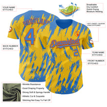 Laden Sie das Bild in den Galerie-Viewer, Custom Yellow Powder Blue-Orange 3D Pattern Design Splatter Torn Sharp Brush Stroke Authentic Baseball Jersey
