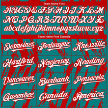 Charger l'image dans la galerie, Custom Teal White-Red 3D Pattern Design Splatter Torn Sharp Brush Stroke Authentic Baseball Jersey

