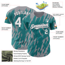 Charger l'image dans la galerie, Custom Teal White-Gray 3D Pattern Design Splatter Torn Sharp Brush Stroke Authentic Baseball Jersey
